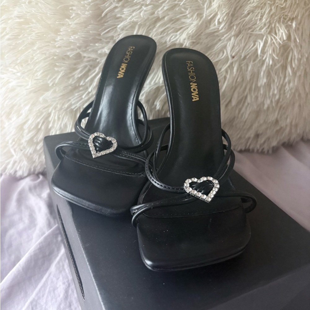 Black Heart Mule Heels